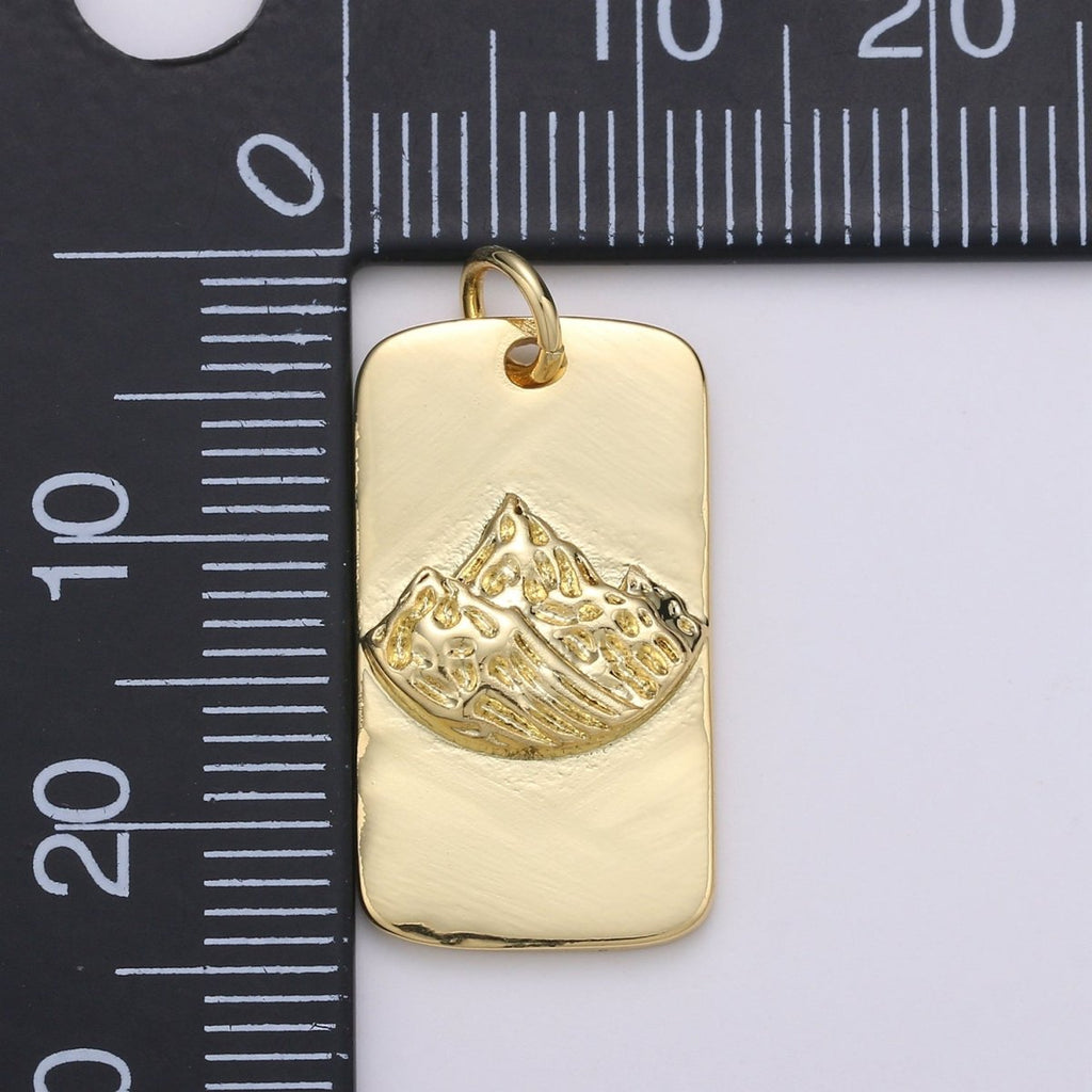24K Gold plated Mountain Rectangle Charm E-009 - DLUXCA