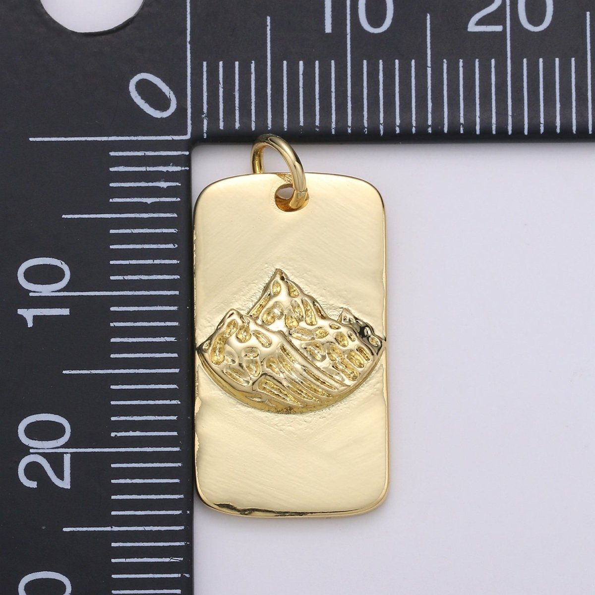 24K Gold plated Mountain Rectangle Charm E-009 - DLUXCA