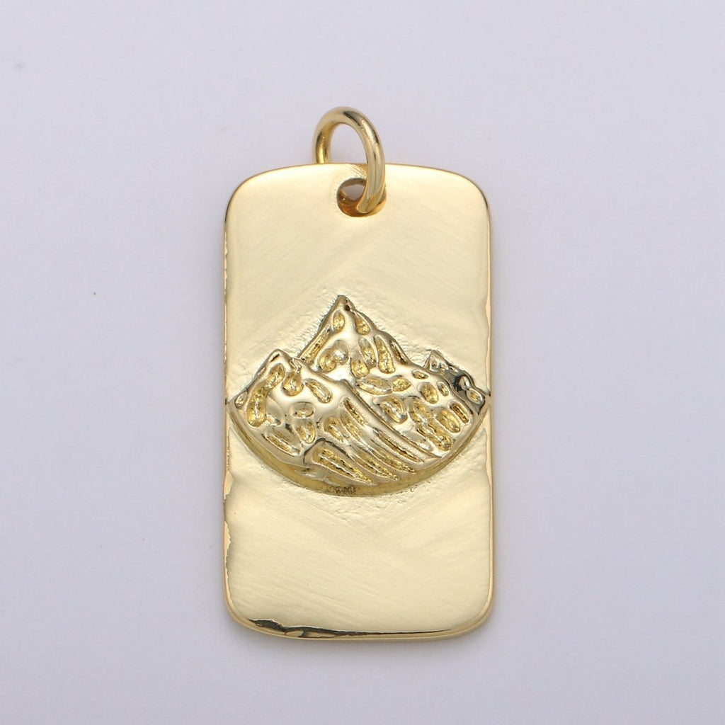 24K Gold plated Mountain Rectangle Charm E-009 - DLUXCA