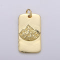 24K Gold plated Mountain Rectangle Charm E-009 - DLUXCA