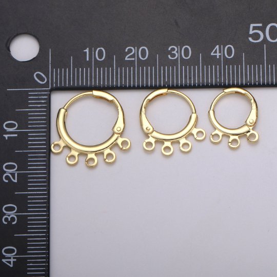 24K Gold plated Multi loop Connector Open Link Earring Component, Earring Chandelier for Charm 2,3,4,5 hole Open Link Lever Back Earring K-642 K-668 K-706 K-731 - DLUXCA