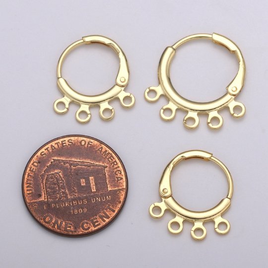 24K Gold plated Multi loop Connector Open Link Earring Component, Earring Chandelier for Charm 2,3,4,5 hole Open Link Lever Back Earring K-642 K-668 K-706 K-731 - DLUXCA
