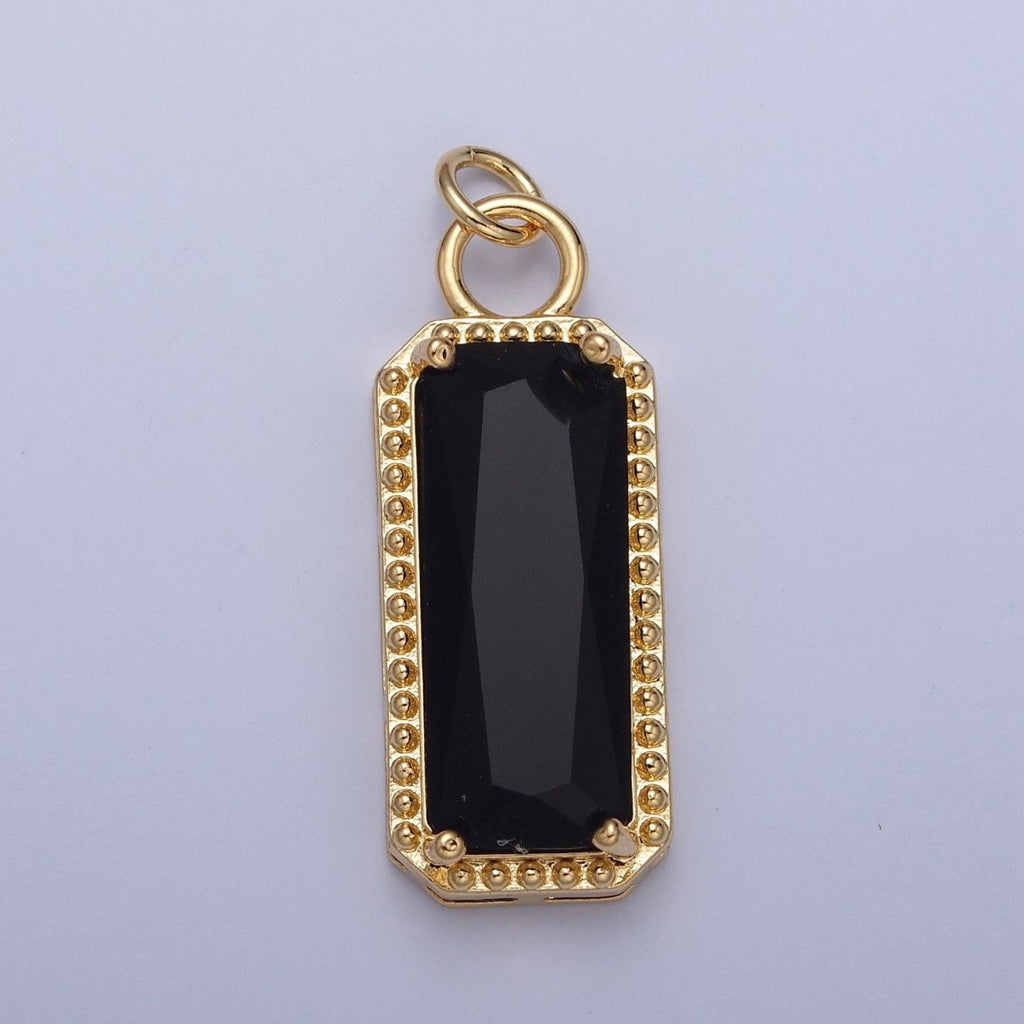 24K Gold plated Multicolor Baguette Cubic Zirconia Beaded Charm For Jewelry Making X042-X049