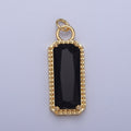 24K Gold plated Multicolor Baguette Cubic Zirconia Beaded Charm For Jewelry Making X042-X049