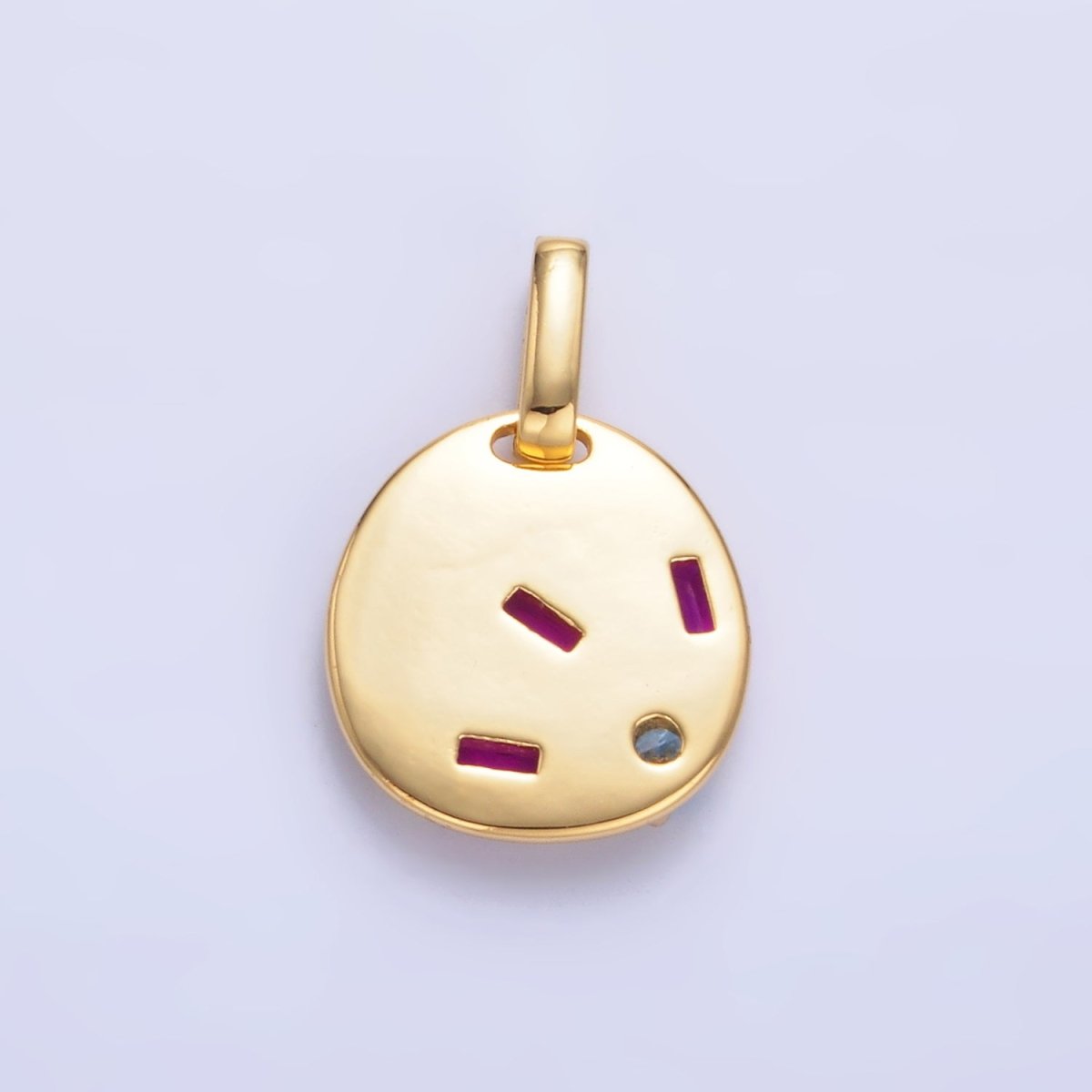 24K Gold plated Multicolor CZ Baguette Geometric Pendant | AA1083 - DLUXCA