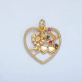 24K Gold plated Multicolor CZ Cupid Open Heart Charm | E132 - DLUXCA