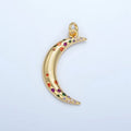24K Gold plated Multicolor CZ Dotted Celestial Crescent Moon Charm | E100 - DLUXCA