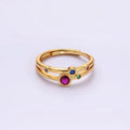 24K Gold plated Multicolor CZ Dotted Double Band Adjustable Ring in Gold & Silver | O-615 O-616