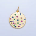24K Gold plated Multicolor CZ Dotted Round Charm | X841 - DLUXCA