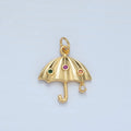 24K Gold plated Multicolor Dotted CZ Rain Umbrella Weather Charm | E062 - DLUXCA