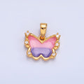 24K Gold plated Multicolor Enamel CZ Butterfly Pendant | AA1055 - DLUXCA
