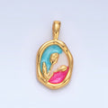 24K Gold plated Multicolor Enamel Flower Nature Stamped Pendant | AA798 - DLUXCA