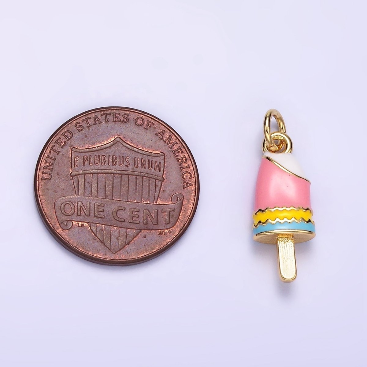 24K Gold plated Multicolor Enamel Ice Cream Popsicle Charm | C692 - DLUXCA