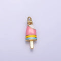 24K Gold plated Multicolor Enamel Ice Cream Popsicle Charm | C692 - DLUXCA