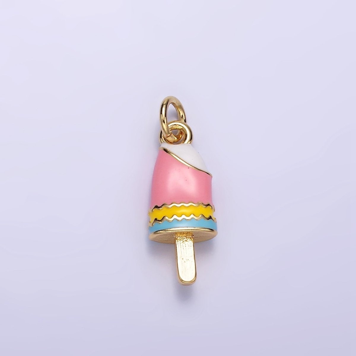 24K Gold plated Multicolor Enamel Ice Cream Popsicle Charm | C692 - DLUXCA