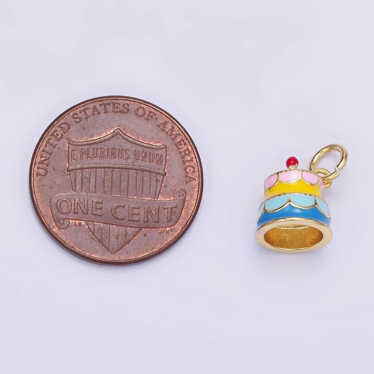 24K Gold plated Multicolor Enamel Tier Cake Mini Charm | C684 - DLUXCA