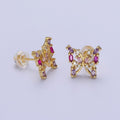 24K Gold plated Multicolor Marquise CZ Butterfly Mariposa Stud Earrings in Gold & Silver | AB619 AB620