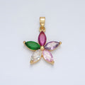 24K Gold plated Multicolor Marquise CZ Flower Pendant in Gold & Silver | AA1386