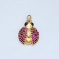 24K Gold plated Multicolor Micro Paved Cute Ladybug Insect Animal Charm | M - 895 - DLUXCA