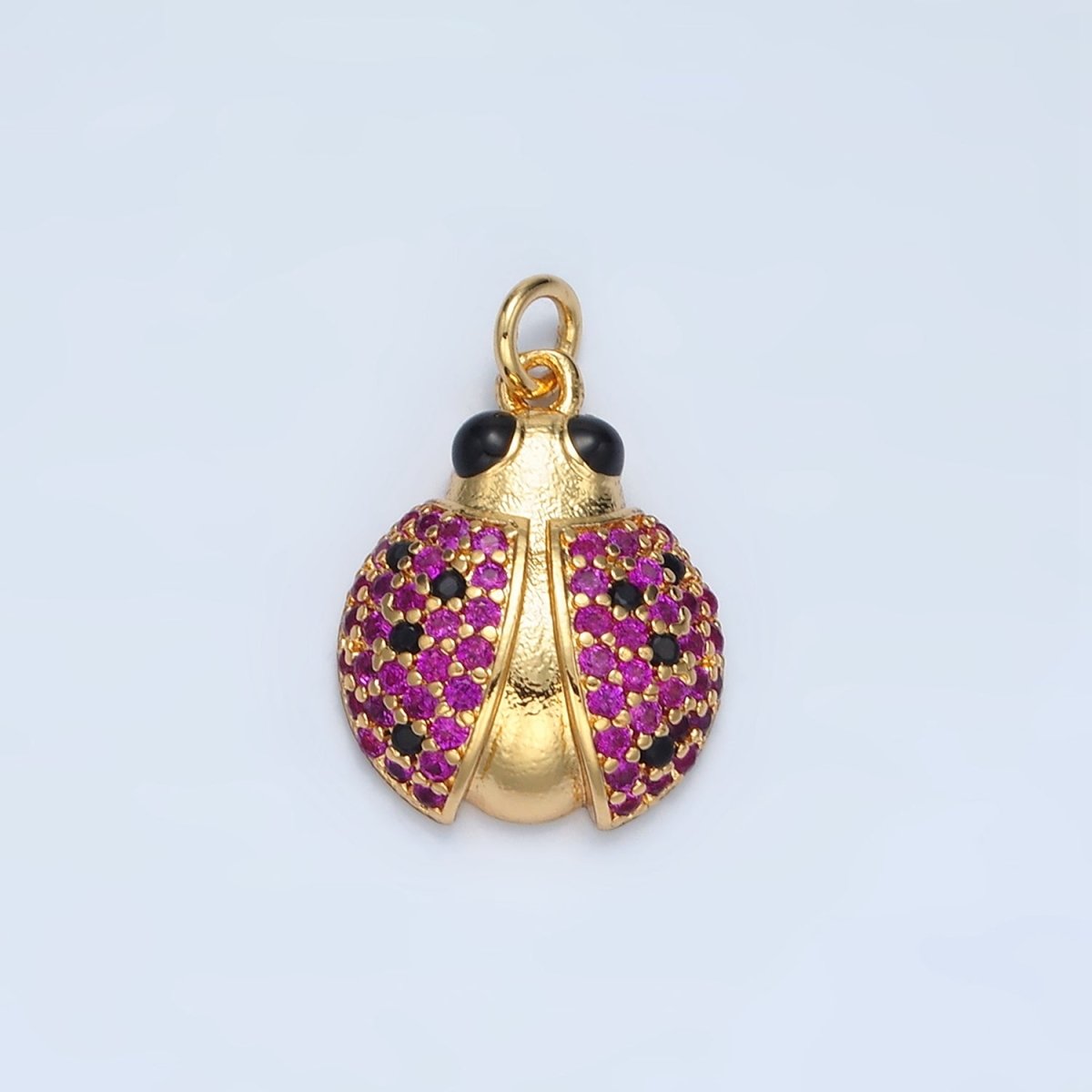 24K Gold plated Multicolor Micro Paved Cute Ladybug Insect Animal Charm | M - 895 - DLUXCA