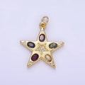 24K Gold plated Multicolor Micro Paved CZ Celestial Star Charm | E363 - DLUXCA