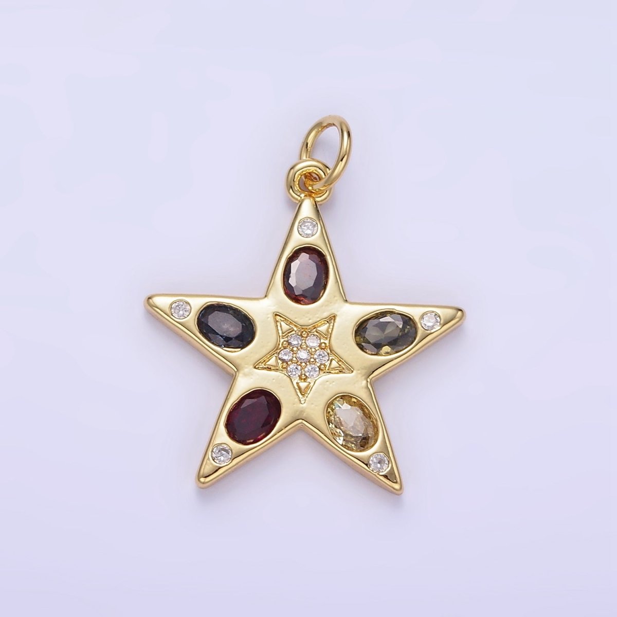 24K Gold plated Multicolor Micro Paved CZ Celestial Star Charm | E363 - DLUXCA