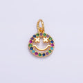 24K Gold plated Multicolor Micro Paved CZ Smiley Face Charm in Gold & Silver | W867 - DLUXCA