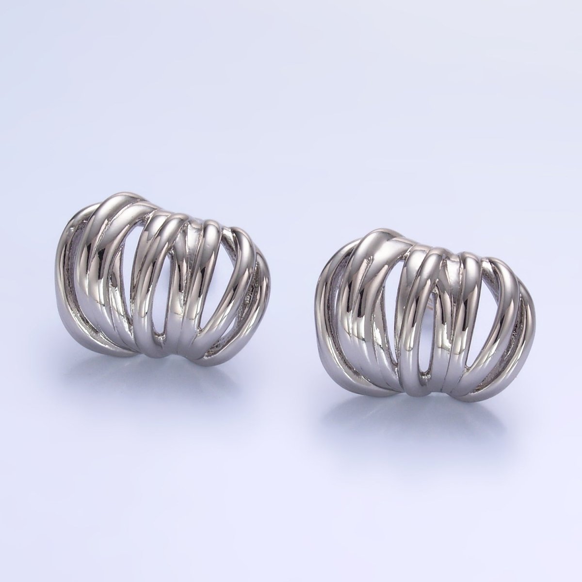 24K Gold plated Multiple Band Wide C - Shaped Hoop Earrings in Gold & Silver | AB964 AB973 