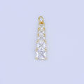 24K Gold plated Multiple Clear CZ Square Baguette Charm in Gold & Silver | N057 
