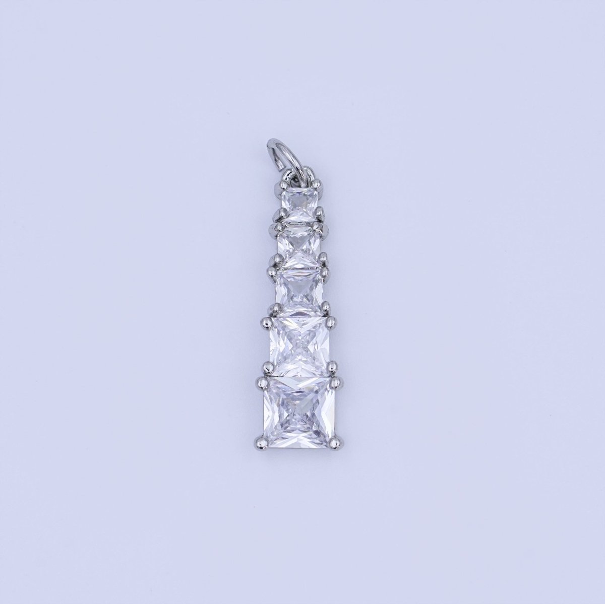 24K Gold plated Multiple Clear CZ Square Baguette Charm in Gold & Silver | N057 
