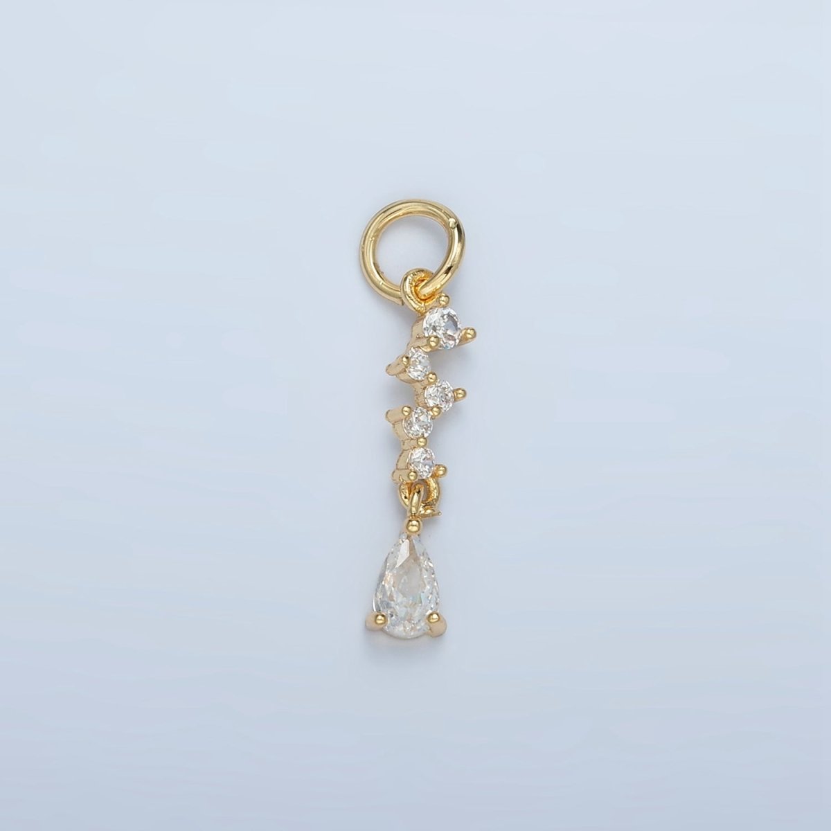 24K Gold plated Multiple Clear CZ Teardrop Drop Charm | N1393 - DLUXCA