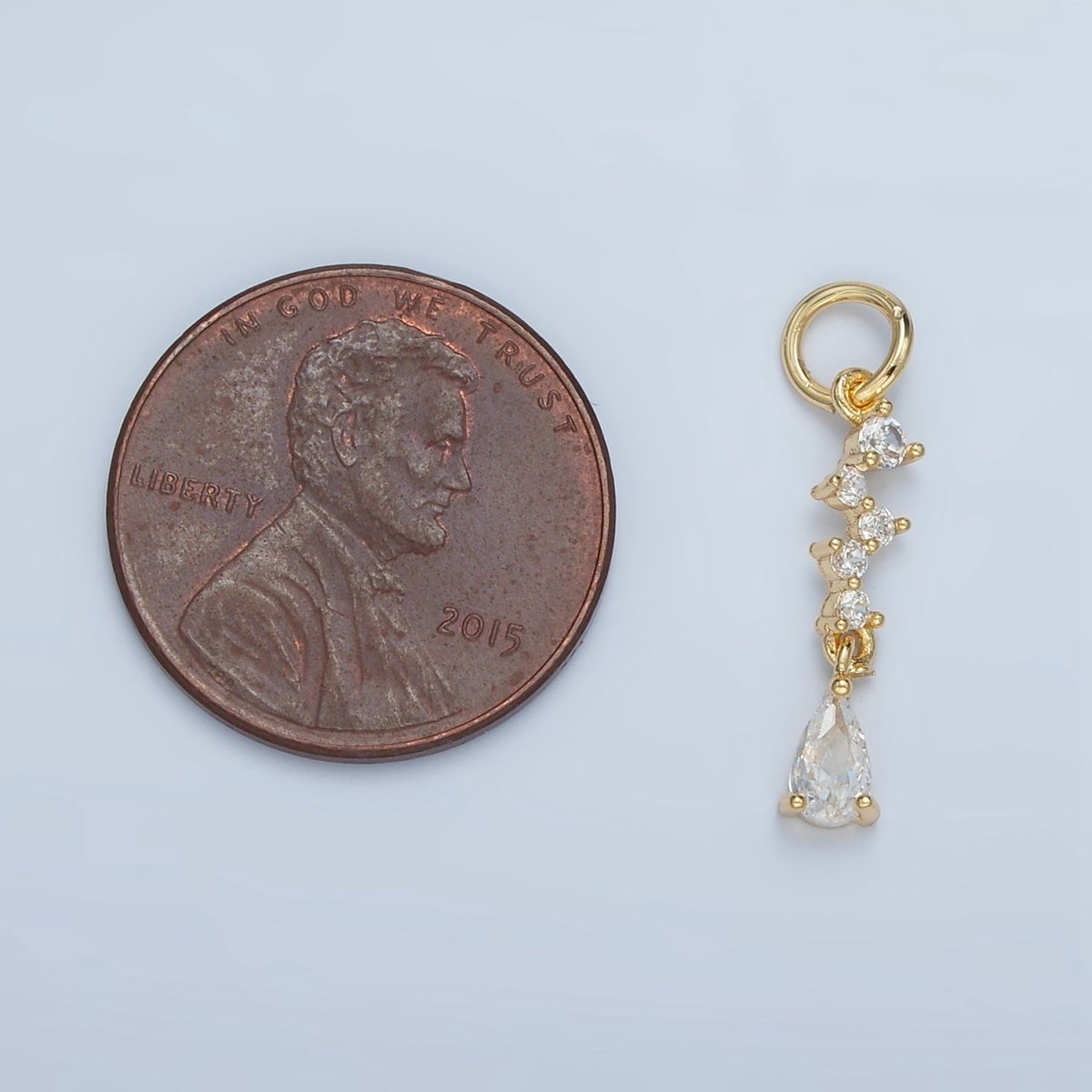 24K Gold plated Multiple Clear CZ Teardrop Drop Charm | N1393 - DLUXCA