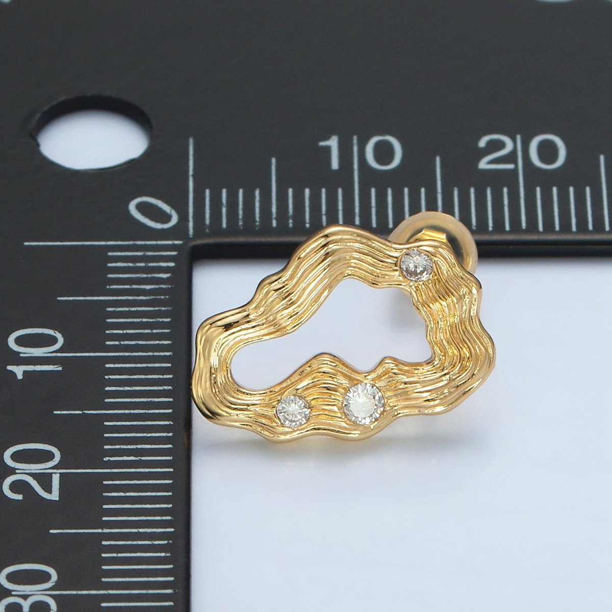 24K Gold plated Multiple CZ Wavy Band Open Abstract Stud Earrings | AD744 - DLUXCA