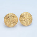 24K Gold plated Multiple Edged Line Circular Round Stud Earrings | AD634 - DLUXCA