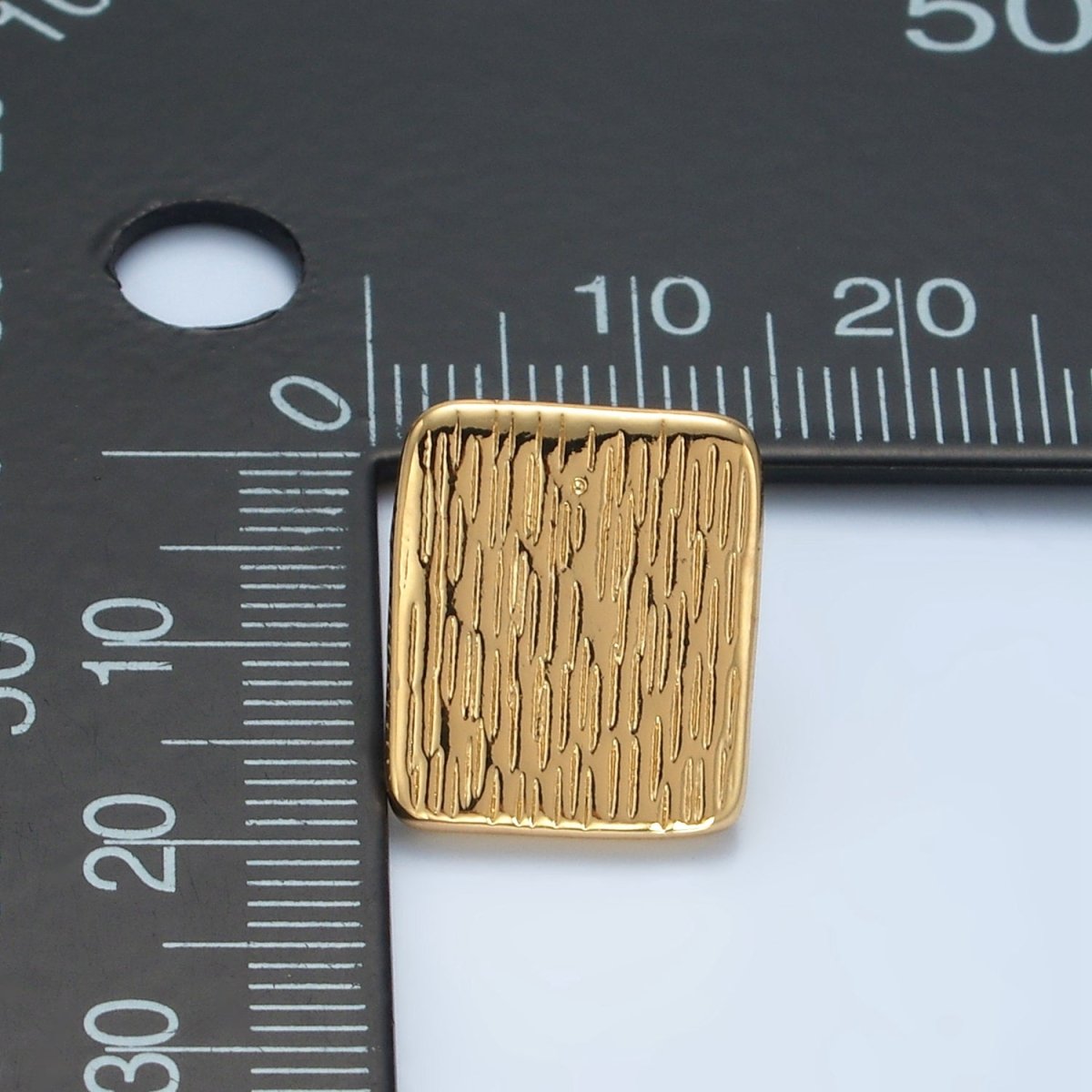 24K Gold plated Multiple Lined Bar Rectangular Stud Earrings | AD652 - DLUXCA