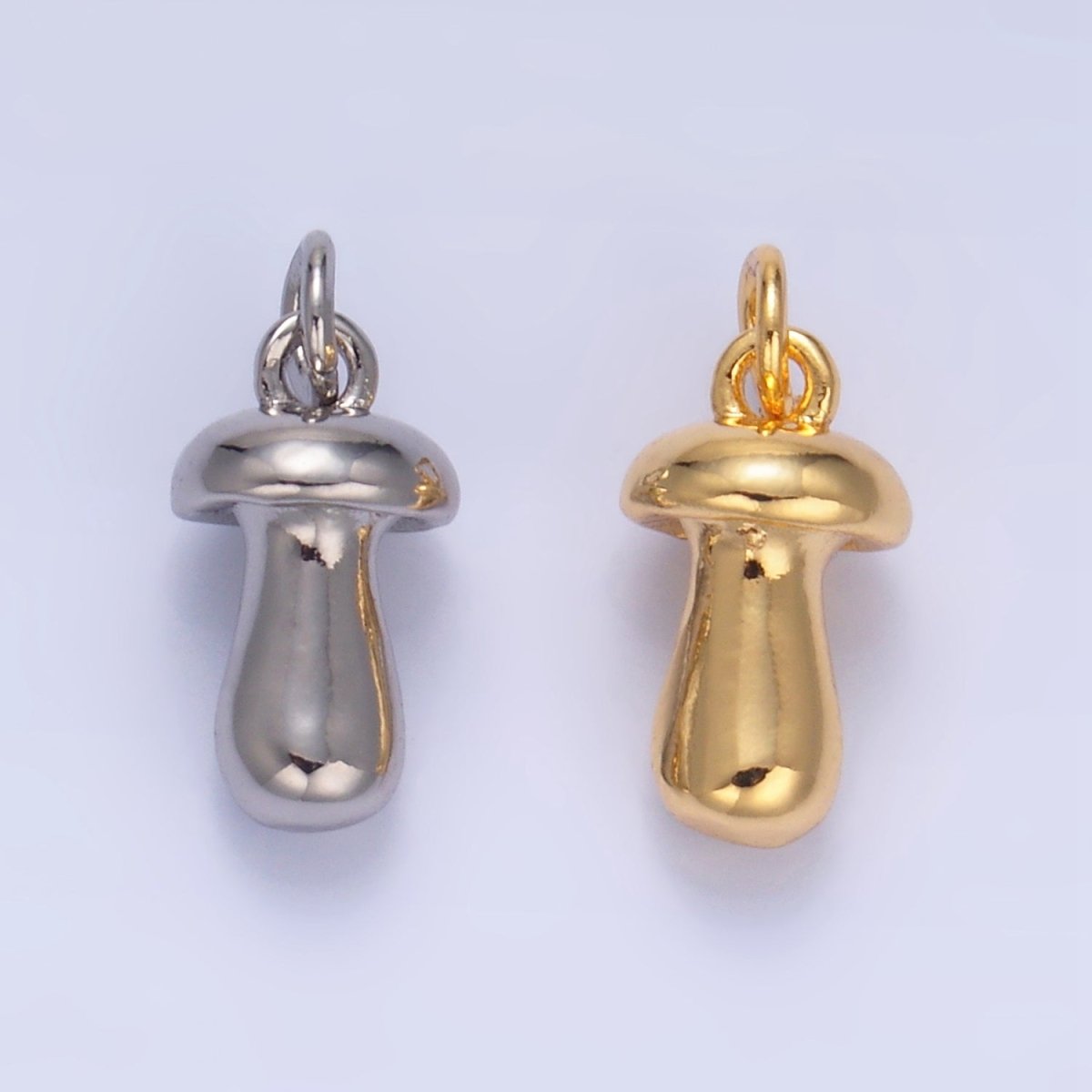 24K Gold plated Mushroom Plant Multidimensional 3D Charm in Gold & Silver | W133