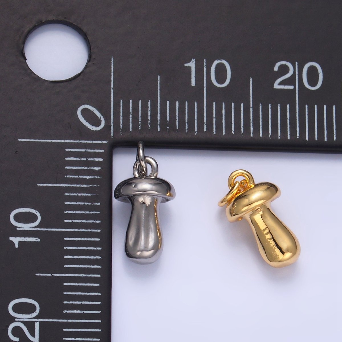 24K Gold plated Mushroom Plant Multidimensional 3D Charm in Gold & Silver | W133