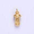 24K Gold plated Mushroom Plant Multidimensional 3D Charm in Gold & Silver | W133