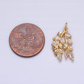 24K Gold plated Nature Double Marquise Clear Olive Leaf Plant Add-On Charm | AC602 AC625 - DLUXCA