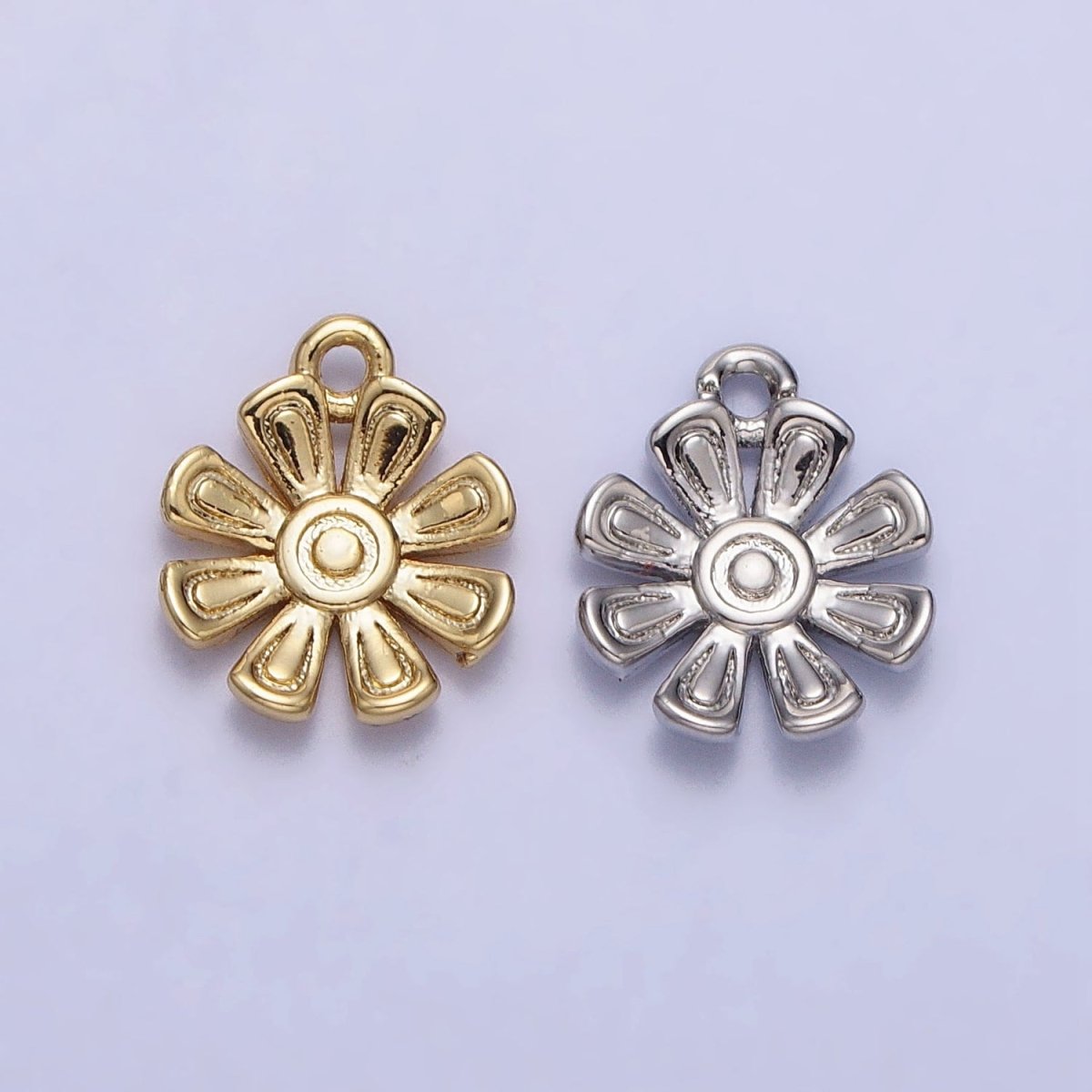 24K Gold plated Nature Flower Add-On Charm in Gold & Silver | AC335 AC336