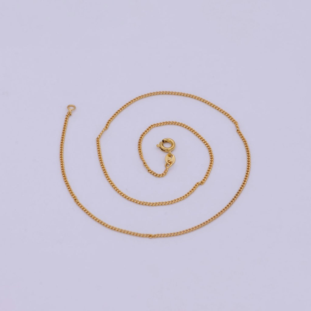 24k Gold plated Necklace Chain Choker Cuban Curb Thin 1.2mm Gold Chain For Women Girl | WA-532 Clearance Pricing - DLUXCA
