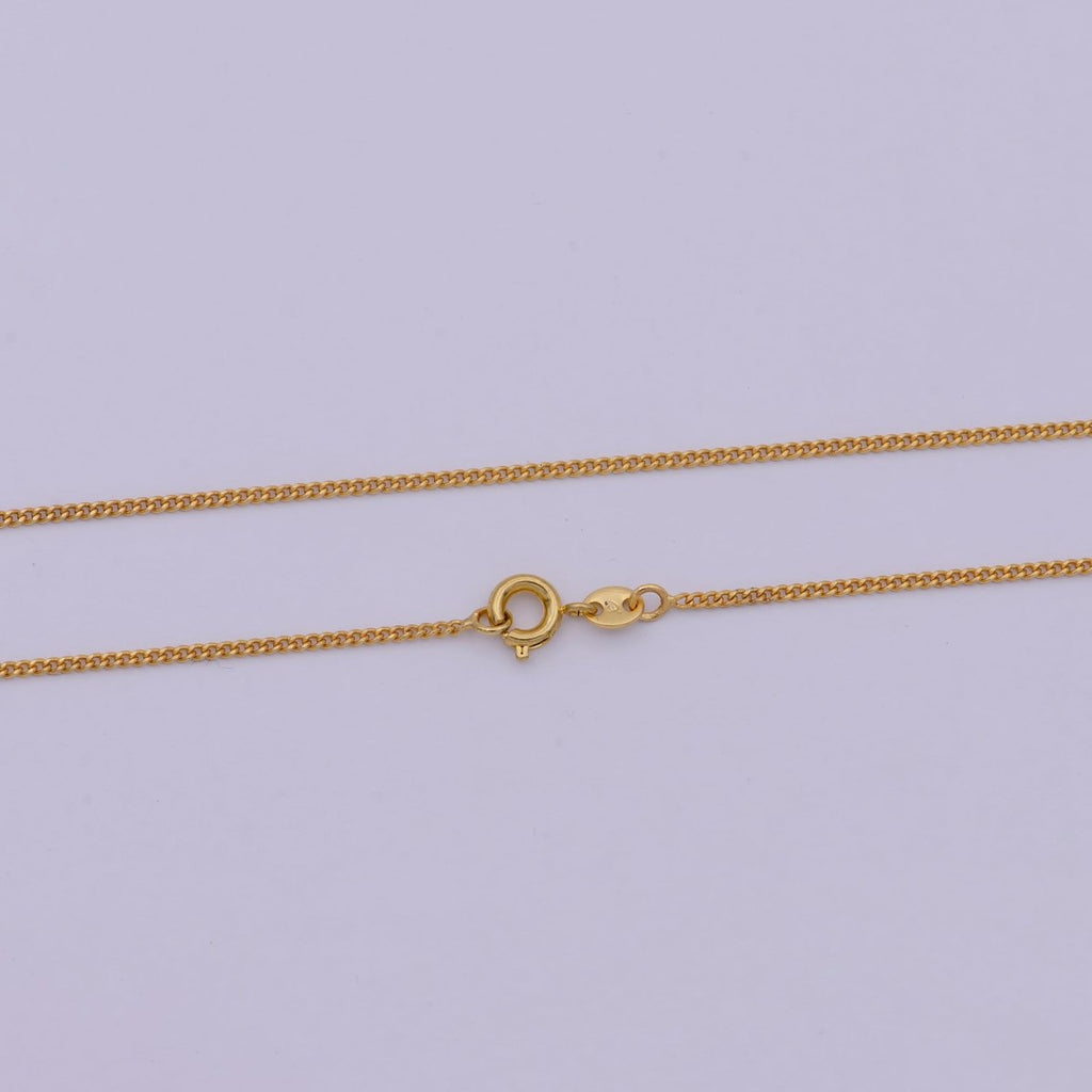 24k Gold plated Necklace Chain Choker Cuban Curb Thin 1.2mm Gold Chain For Women Girl | WA-532 Clearance Pricing - DLUXCA