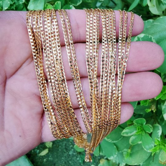 24K Gold plated Necklace - Curb Linked Necklace - Gold Curb Chain Layering Necklace 19.7" 1.9 mm ready to wear chain | CN-818 Clearance Pricing - DLUXCA