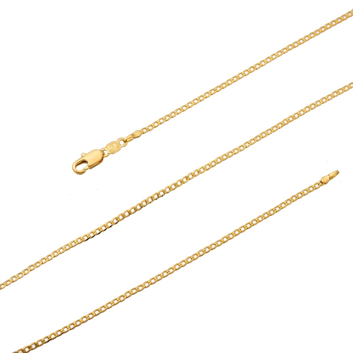 24K Gold plated Necklace - Curb Necklace - Dainty Gold Curb Chain Layering Necklace 2.5mm 19.5 inch ready to wear w/ Lobster Clasp | CN-199 - DLUXCA