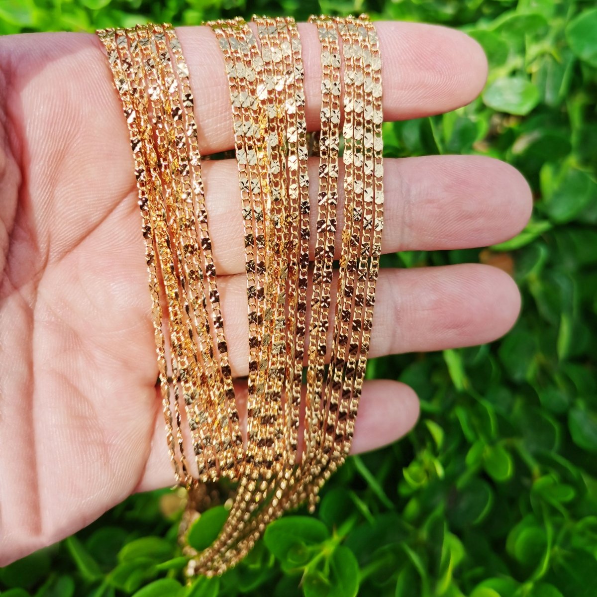 24K Gold plated Necklace, Scroll Necklace, Gold Designed 23.7 Inch Layering Necklace, Dainty 1.8mm Designed Necklace w/ Lobster Clasps | CN-893 Clearance Pricing - DLUXCA