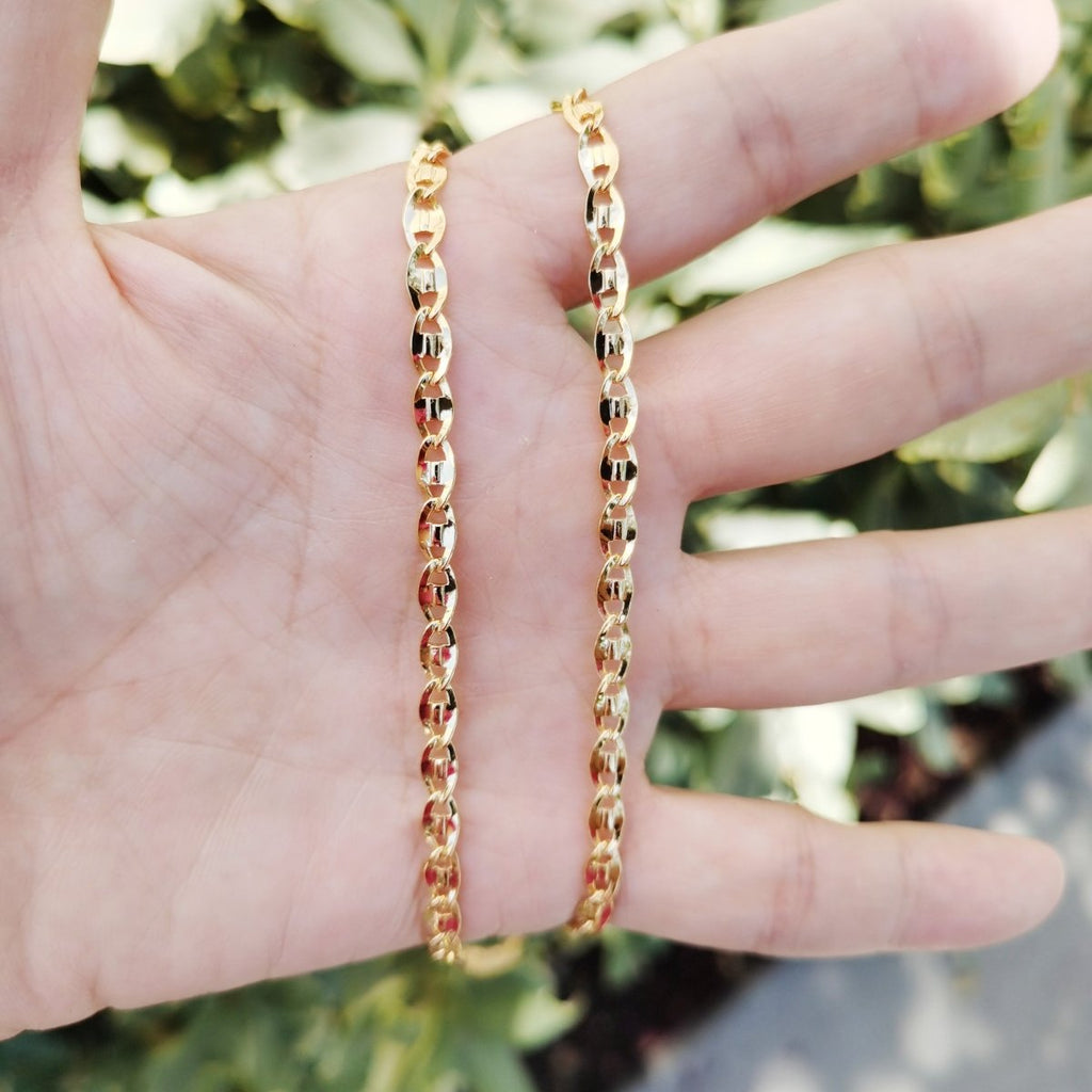 24K Gold plated Necklace, Statement 4mm, 20 inches Mariner Necklace w/ Lobster Clasps | CN-751 Clearance Pricing - DLUXCA