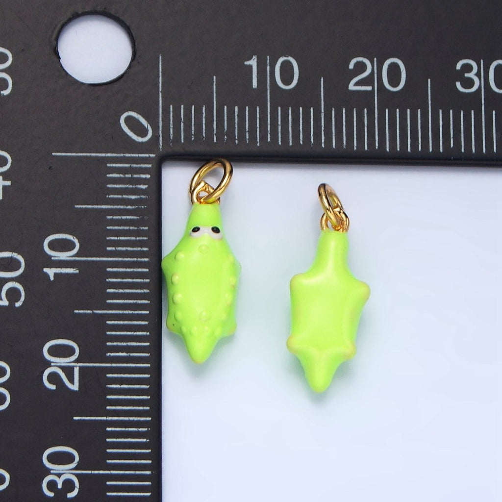 24K Gold plated Neon Green Cute Tiny Alligator Animal Charm | X - 308 - DLUXCA