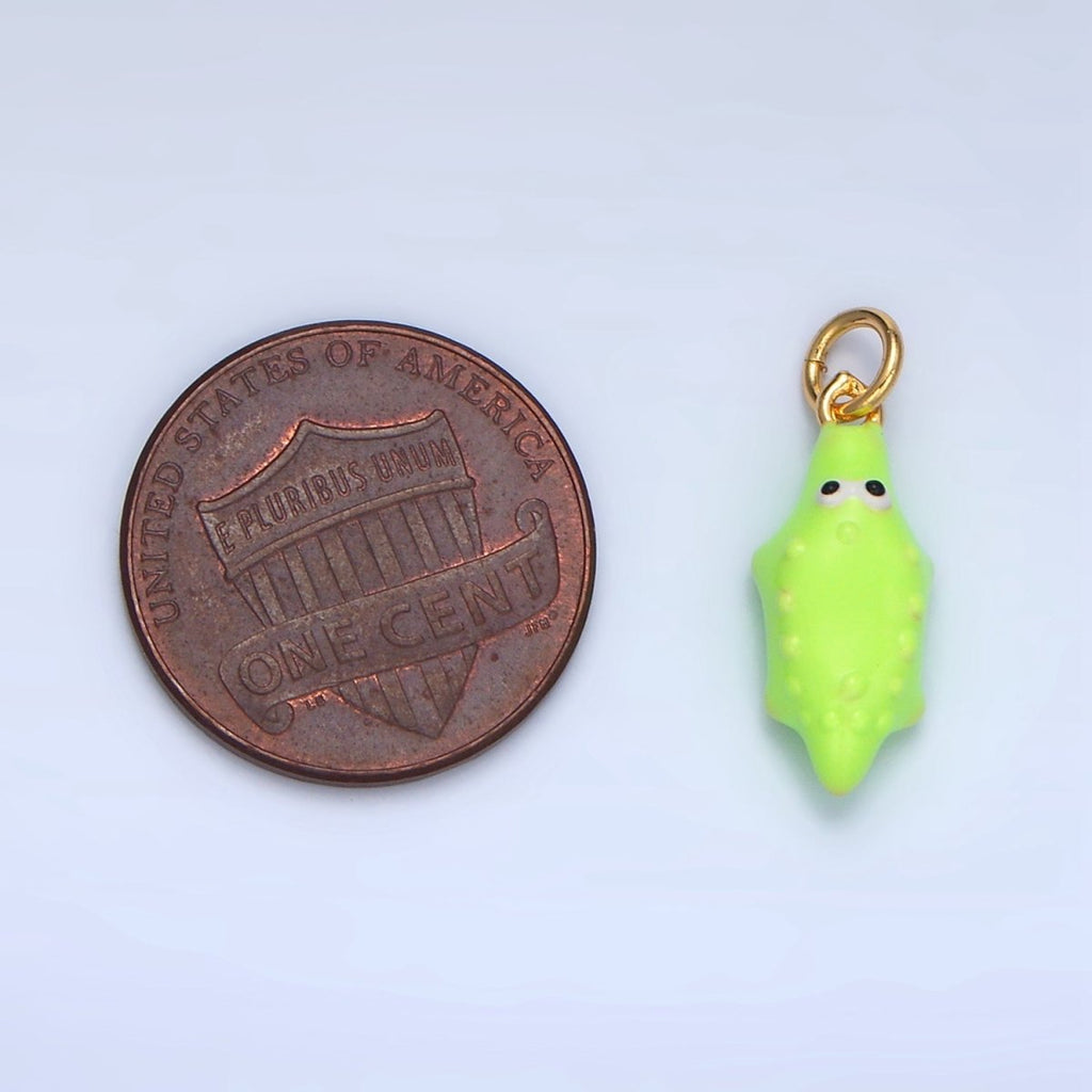 24K Gold plated Neon Green Cute Tiny Alligator Animal Charm | X - 308 - DLUXCA