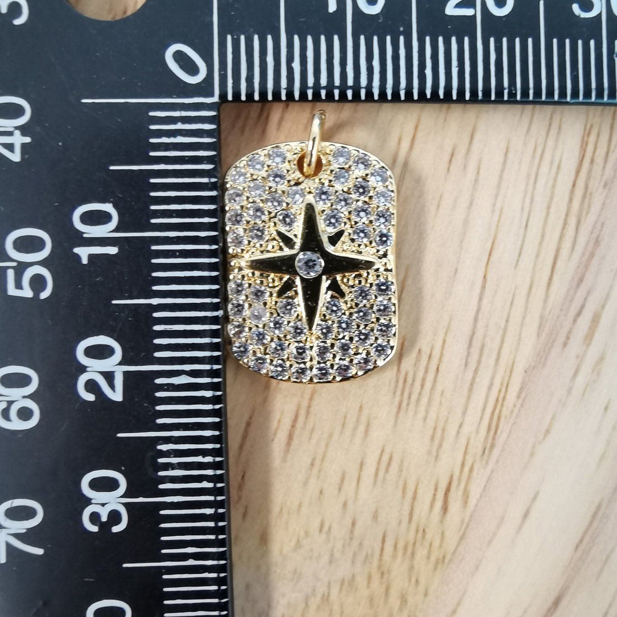 24K Gold plated North Star Bar Micro Pave CZ Charms, Minimalist Stars Cubic Zirconia Charm Bracelet Earring Necklace for Jewelry Making D-504 - DLUXCA