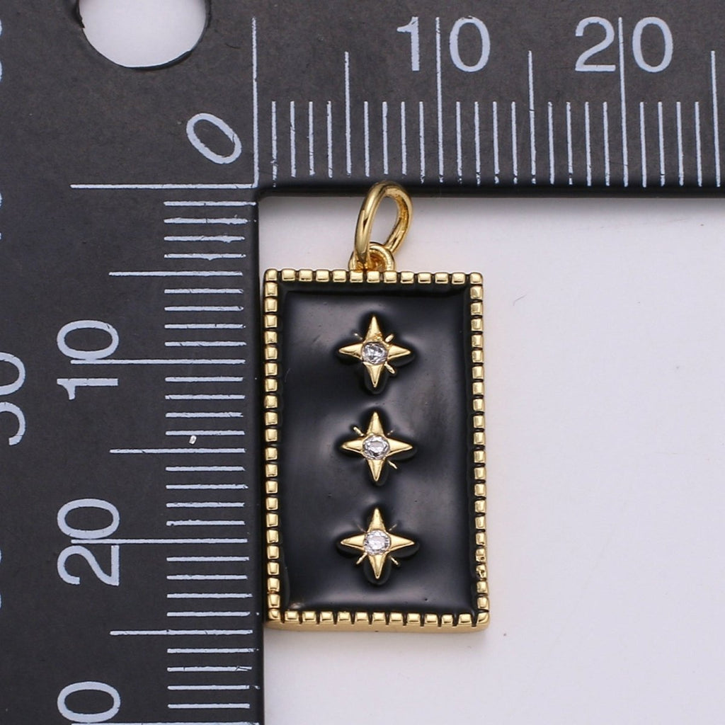 24K Gold plated North Star Charm Pendant Enamel Tag Charm Black Pink Red Blue Tag jewelry for Necklace bracelet charm E-127~E-131 - DLUXCA
